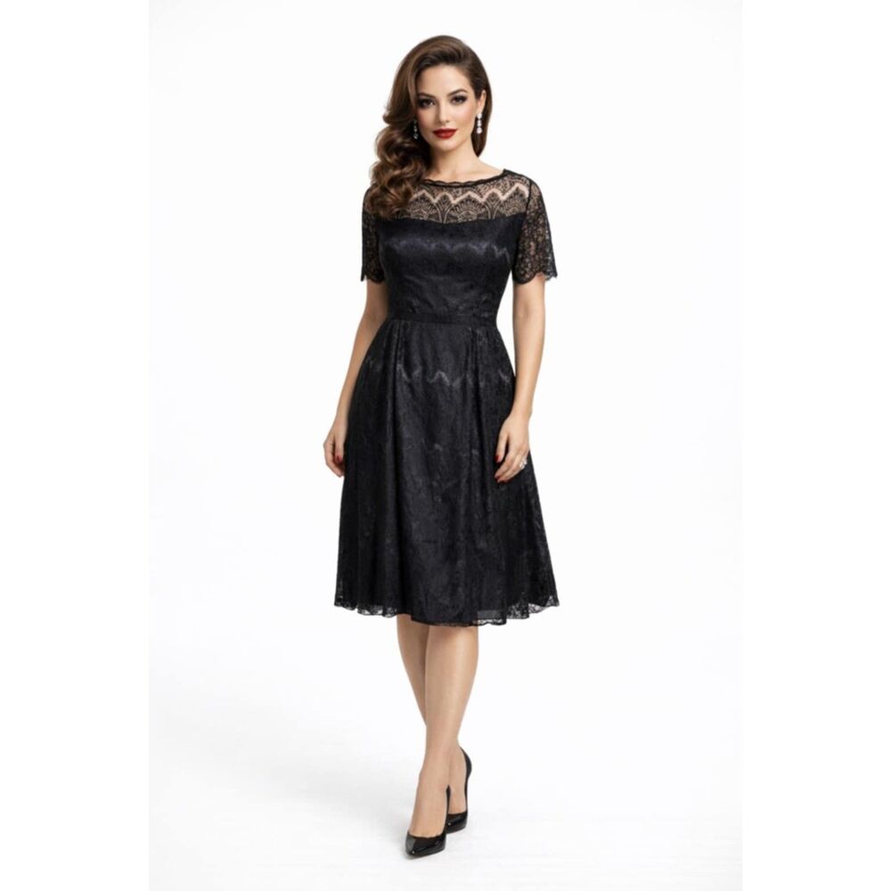 Little Black Lace Dress Nine West Short Sleeve Women's WOMAN'S SIZE 10